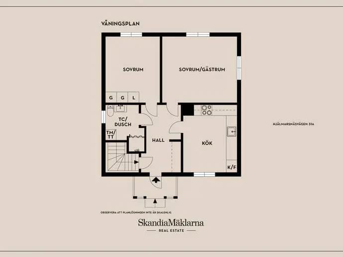 Planritning för Hjälmarsnäsvägen 31A