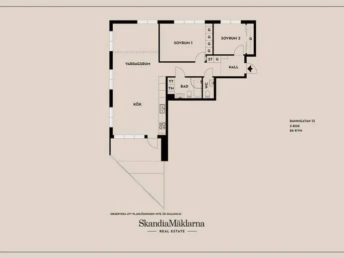 Floor plan for Dammgatan 13