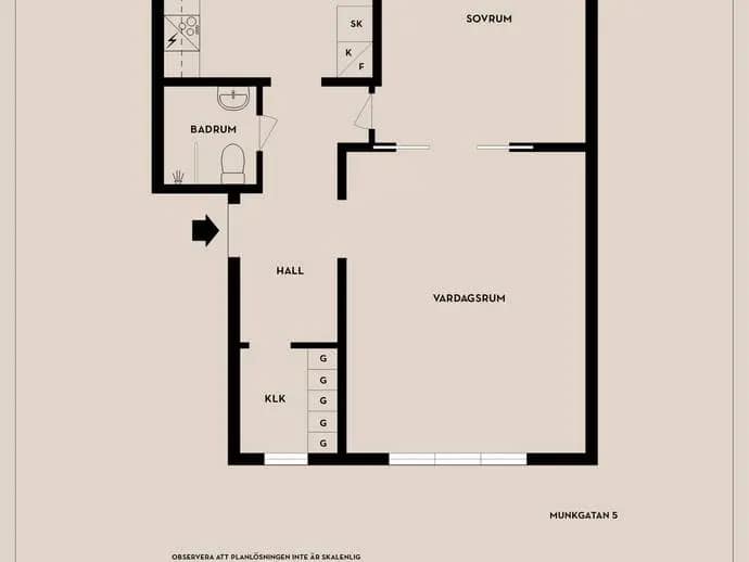 Floor plan for Munkgatan 5
