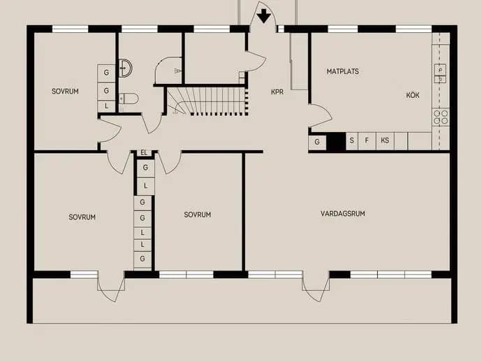 Planritning för Krönvägen 48