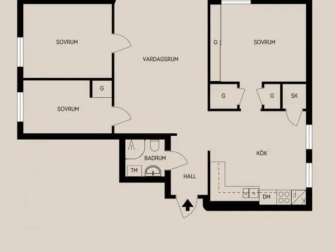 Planritning för Fredriksdalsvägen 4A