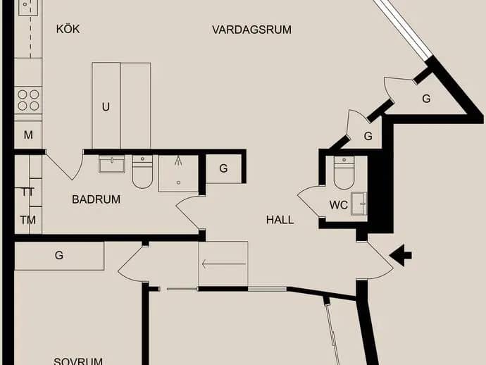 Planritning för Källvindsgatan 2C