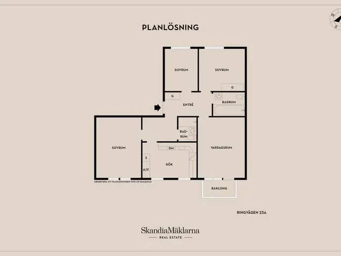 Planritning för Ringvägen 23A