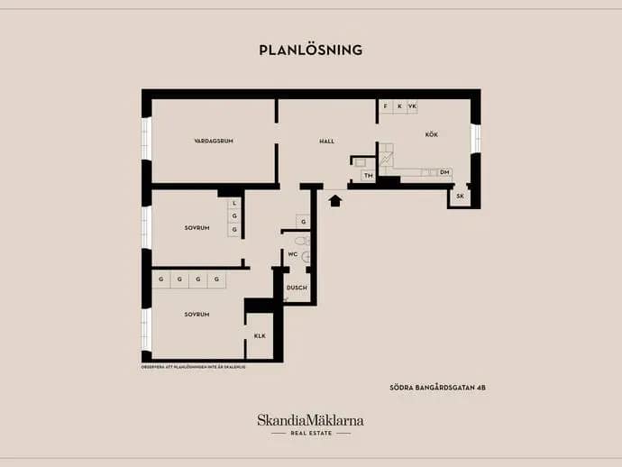 Floor plan for Södra Bangårdsgatan 4B