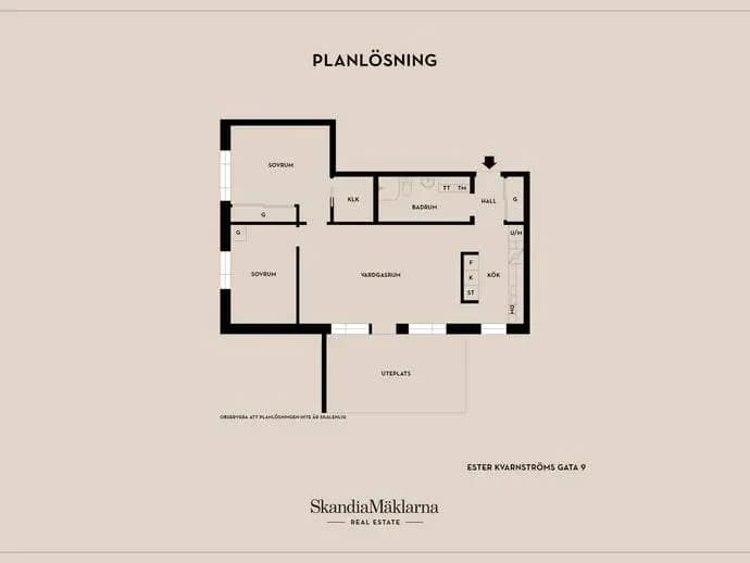 Planritning för Ester Kvarnströms gata 9