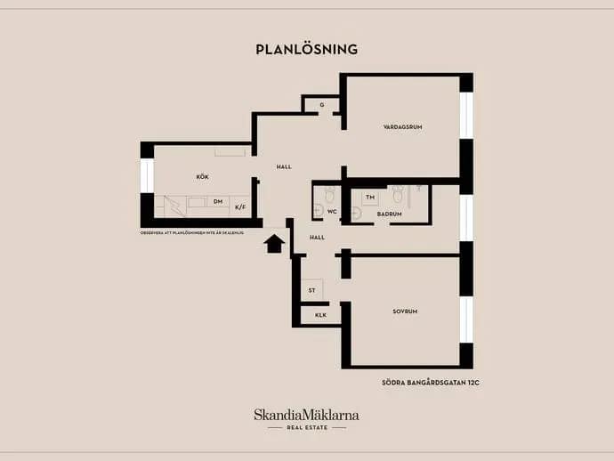 Floor plan for Södra Bangårdsgatan 12C