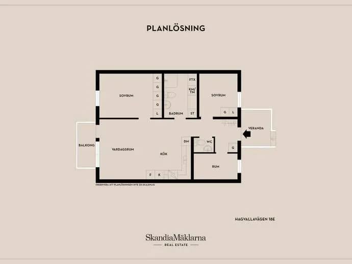 Planritning för Hagvallavägen 18E