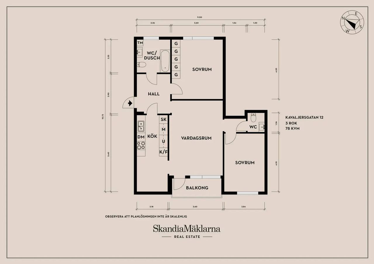 Floor plan for Kavaljersgatan 12
