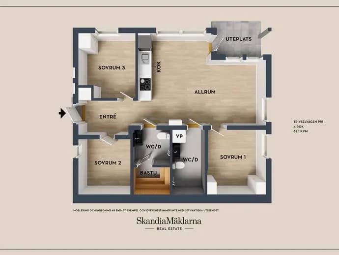 Floor plan for Trivselvägen 19B