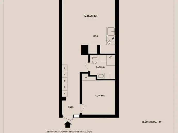 Floor plan for Slåttergatan 39