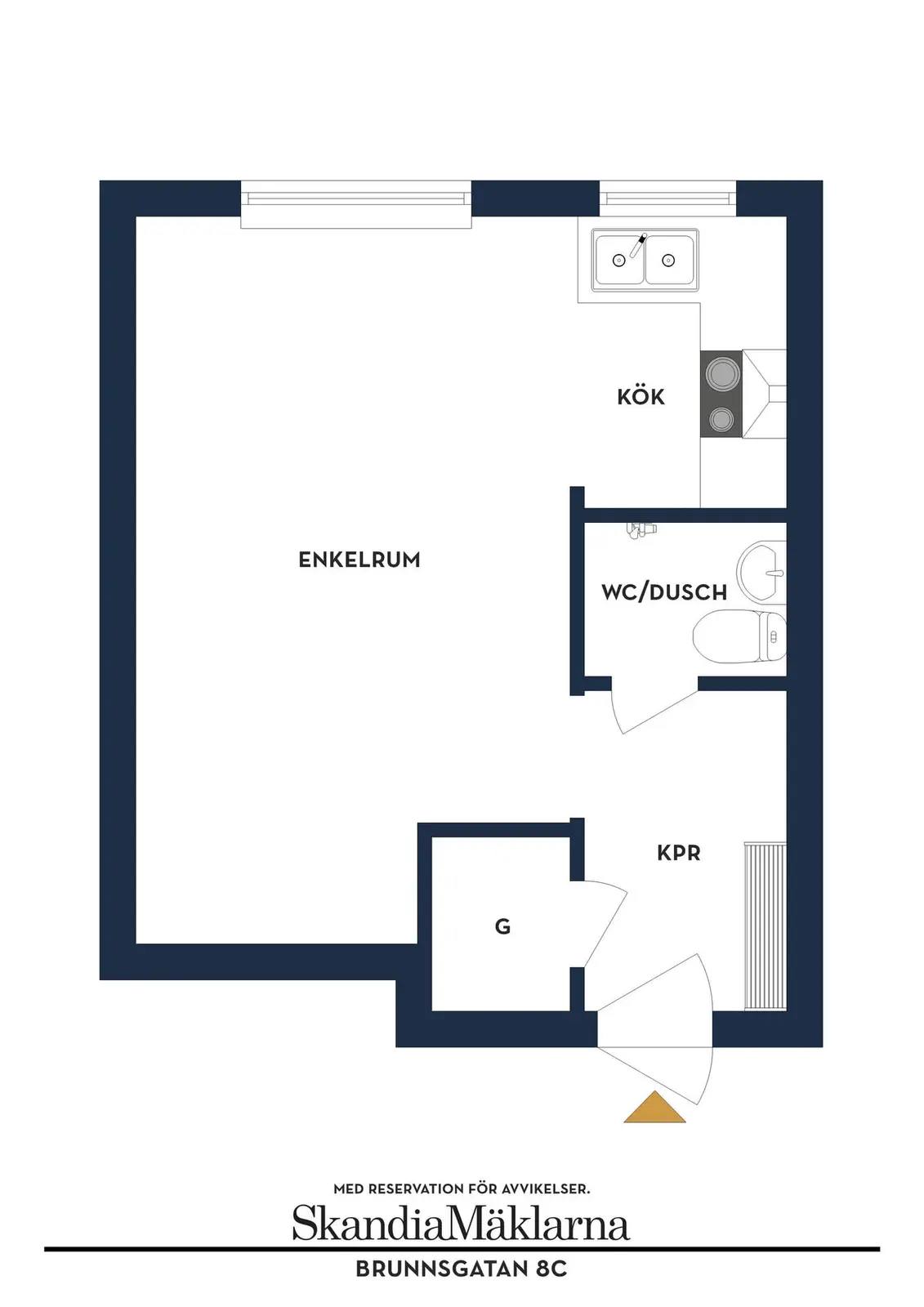 Floor plan for Brunnsgatan 8C, vån 3