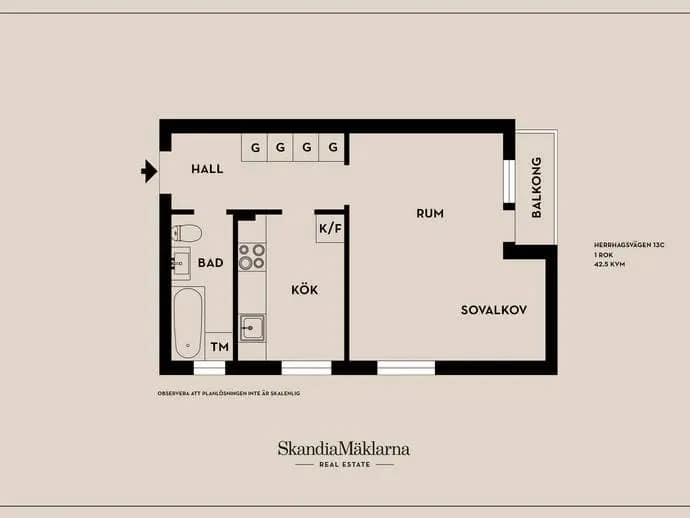 Floor plan for Herrhagsvägen 13C