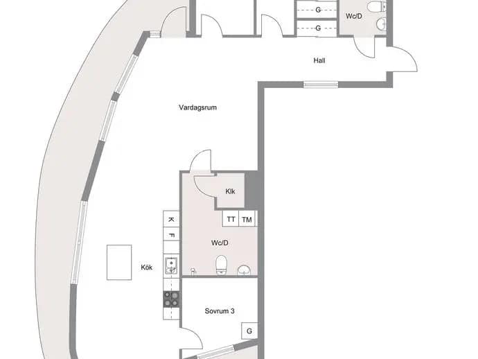 Planritning för Funäsgatan 8, Vån 12 (1125/2105)