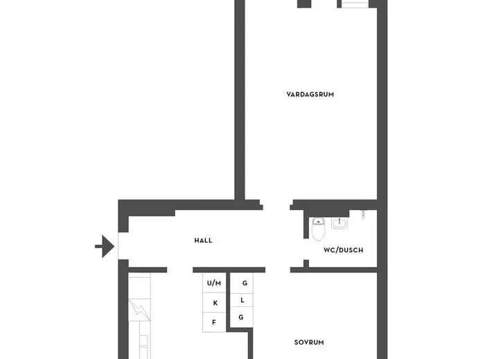 Floor plan for Fjällgatan 48A