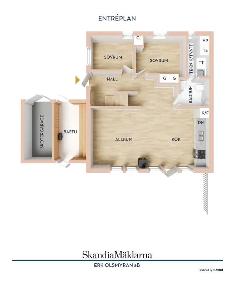 Floor plan for Erk Olsmyran 8B