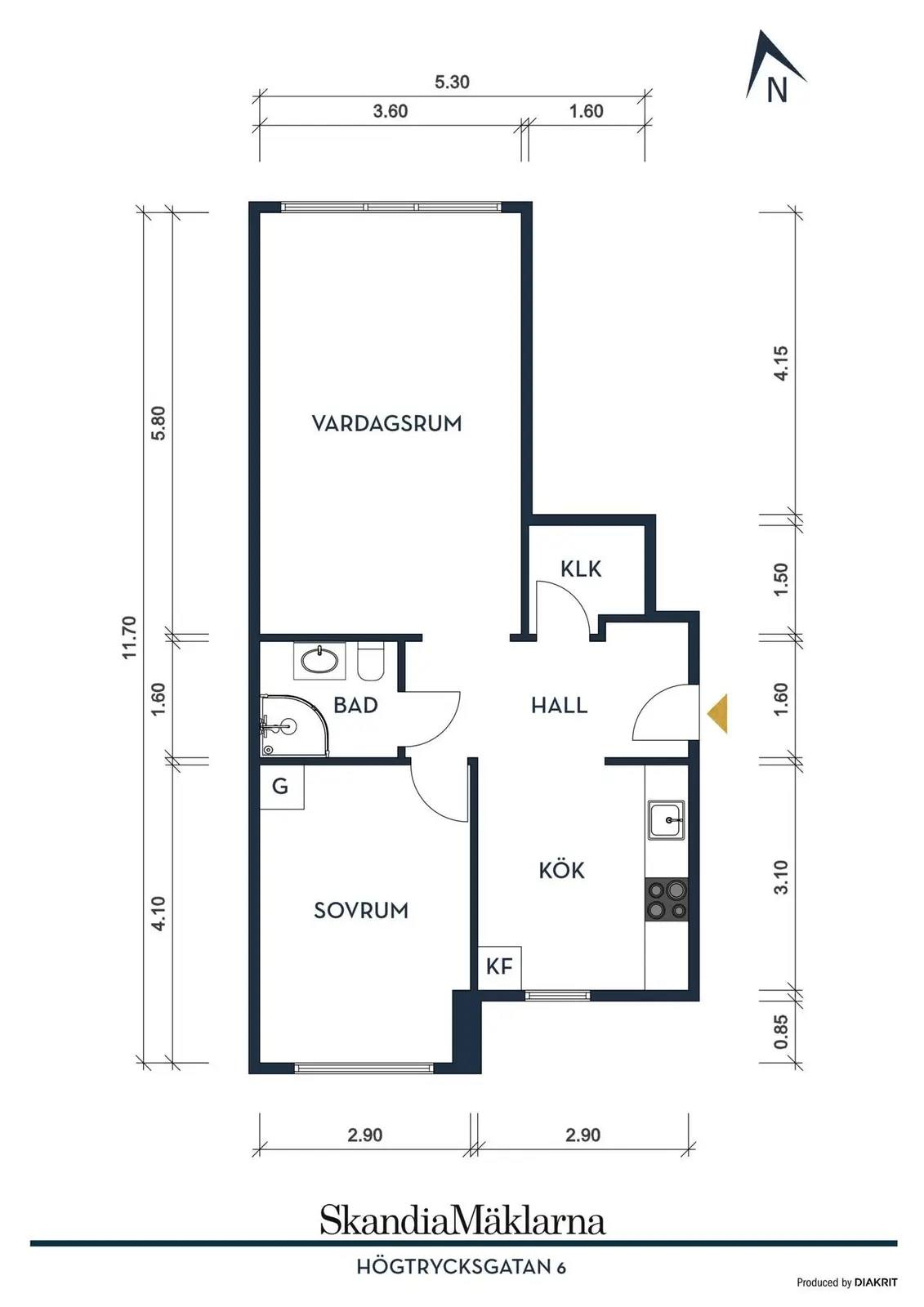 Floor plan for Högtrycksgatan 6