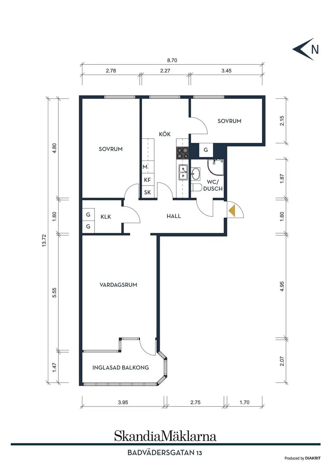 Floor plan for Badvädersgatan 13