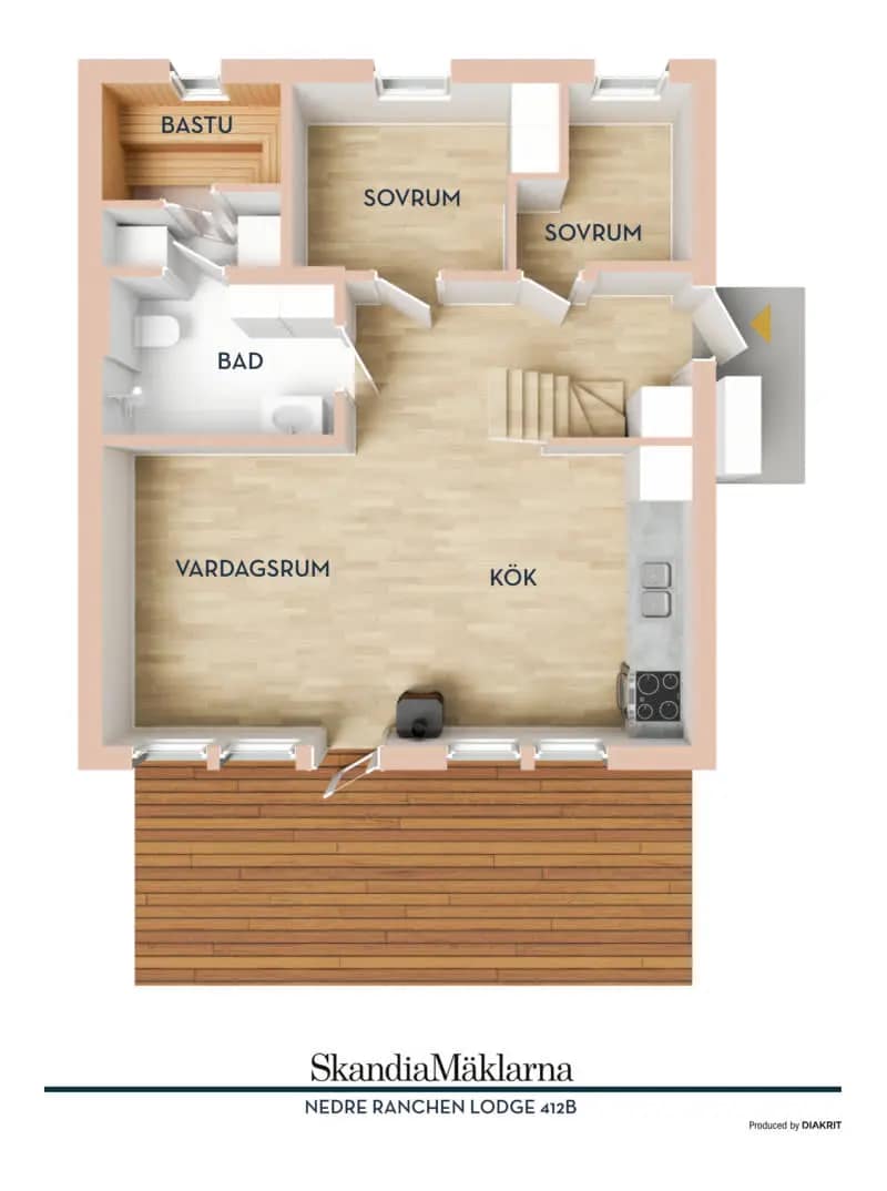 Planritning för Nedre Ranchen Lodge 412A