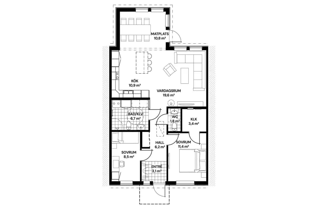 Planritning för BRF Torplyckan lgh 2-5 & 8-11
