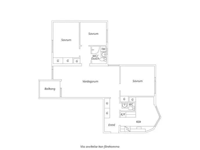 Floor plan for Västra Bernadottesgatan 23A