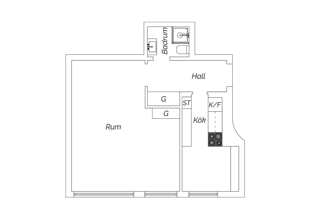 Planritning för Bokbindaregatan 12A
