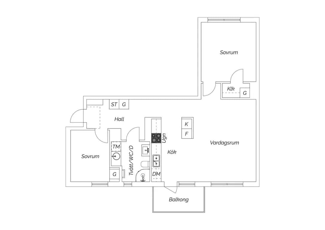 Planritning för Gaffelseglet 44