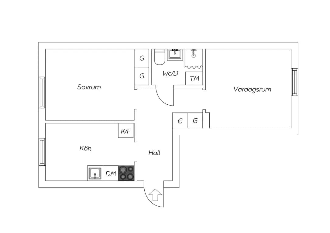 Planritning för Hertig Carls väg 25A
