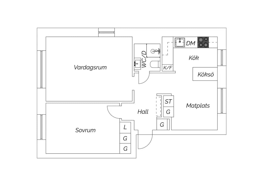 Floor plan for Drottning Margaretas väg 27B