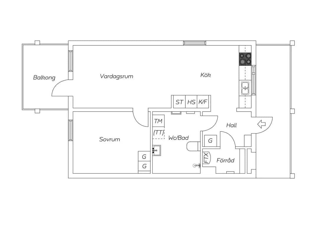 Floor plan for Rättaregatan 1C