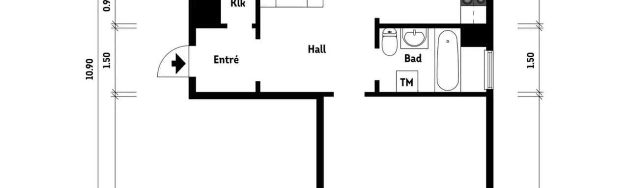 Planritning för Kopparmöllegatan 18C