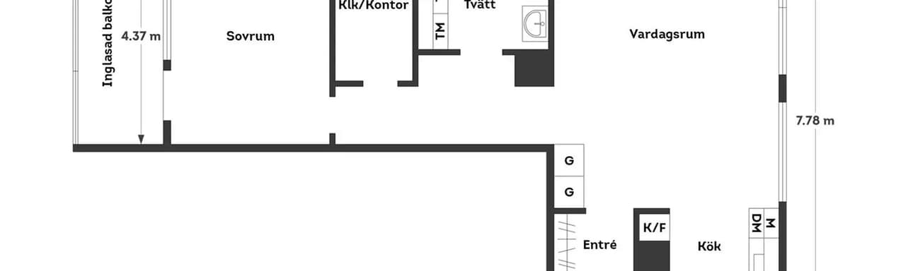 Floor plan for Fyrklöversgatan 13