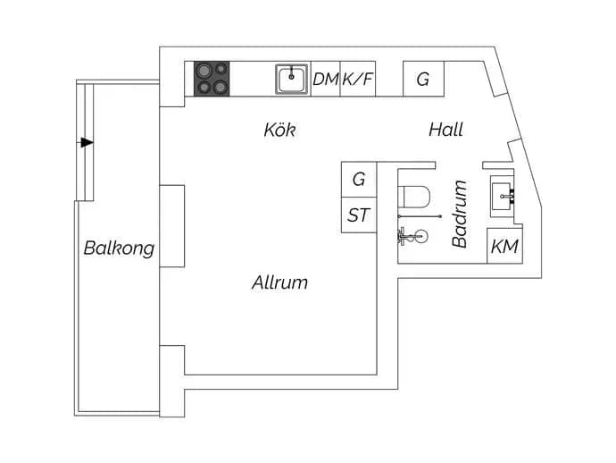 Floor plan for Maria skolgata 93, vån 6