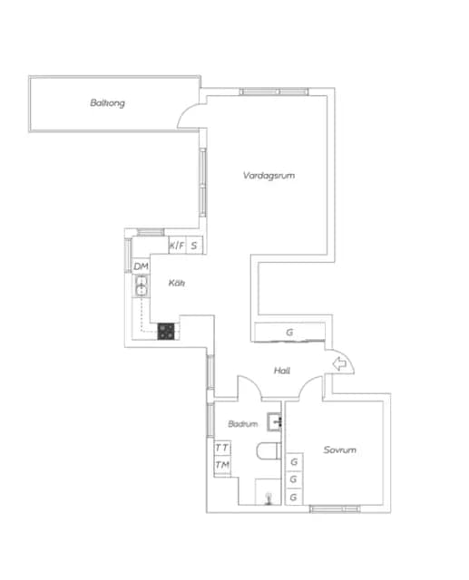 Floor plan for Stora Kvinns väg 60, vån 5/5