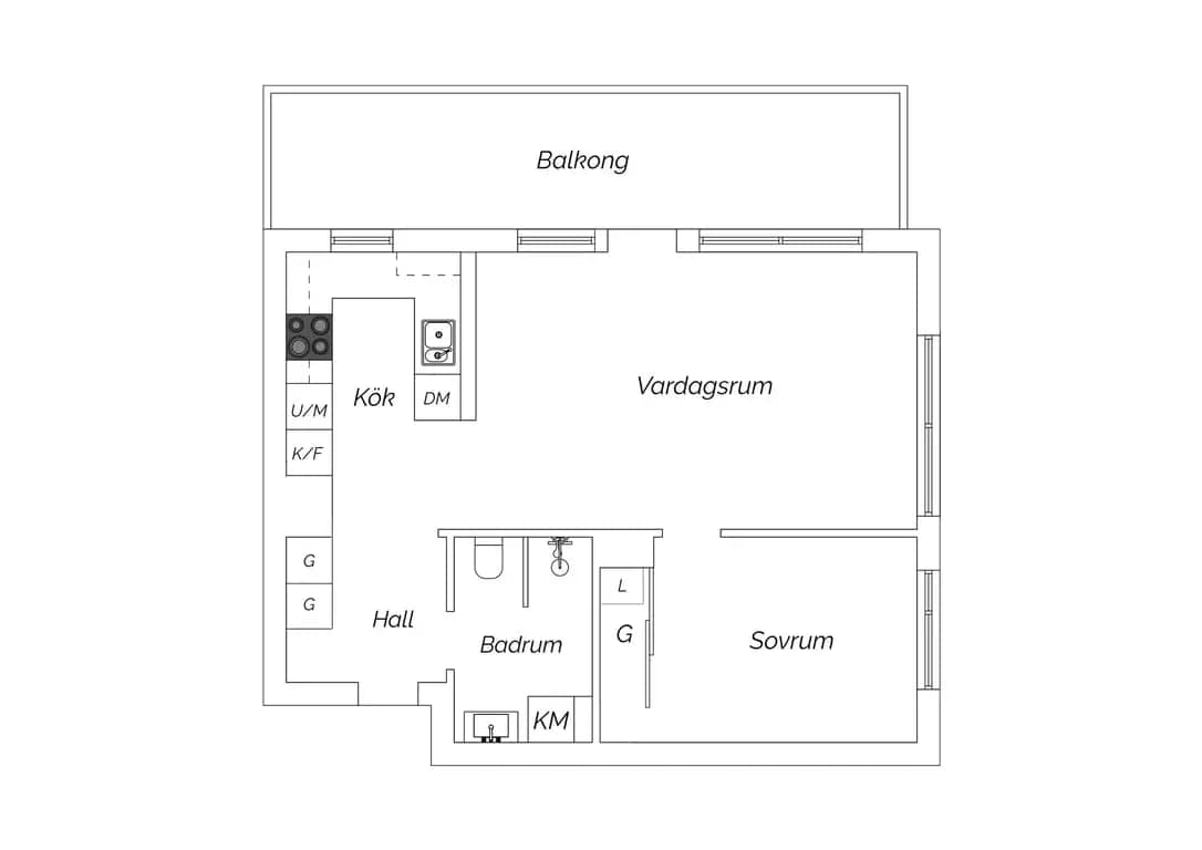Planritning för Kvarnholmsvägen 80, 3 tr