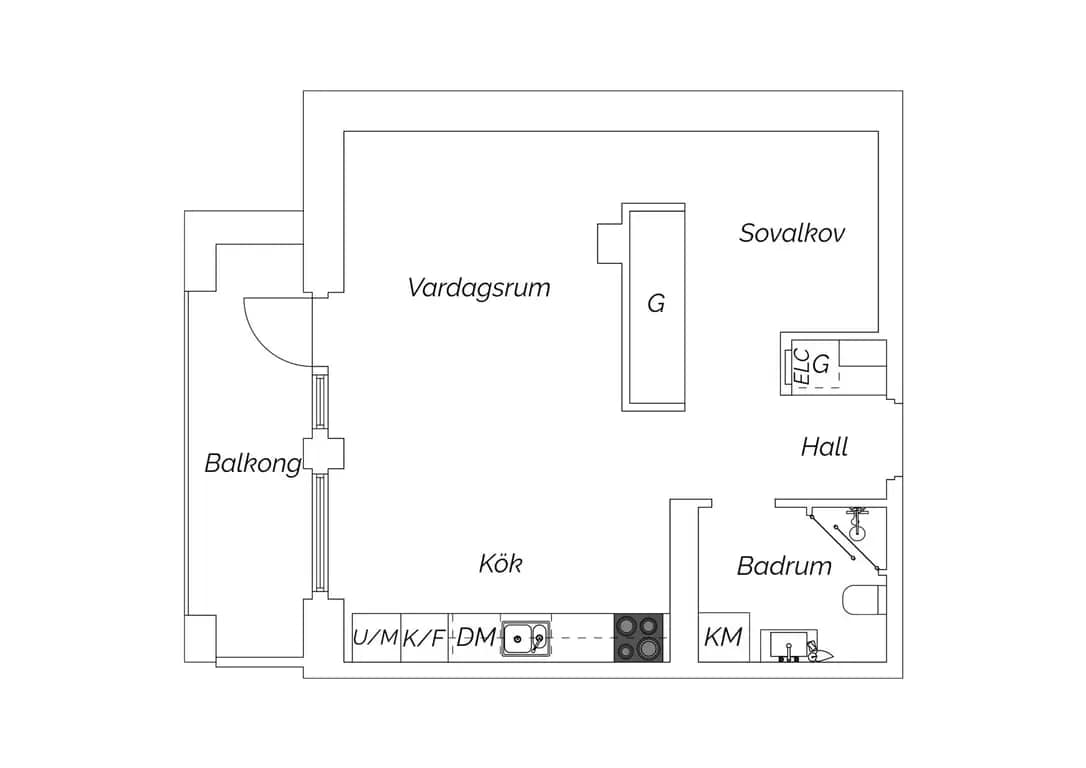 Floor plan for Carlsgatan 7F