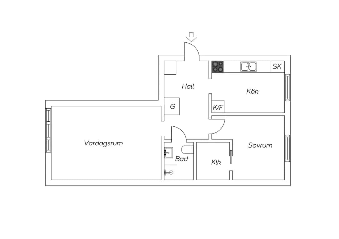 Floor plan for Hertig Carls väg 45A