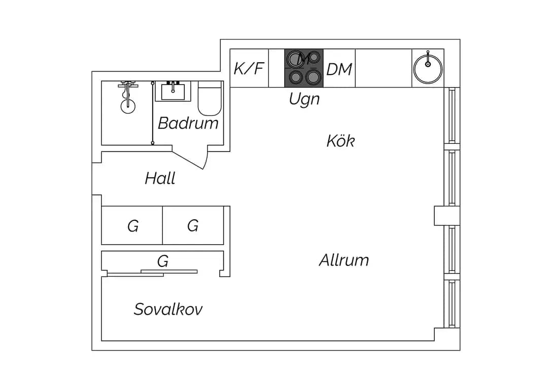 Floor plan for Storgatan 7