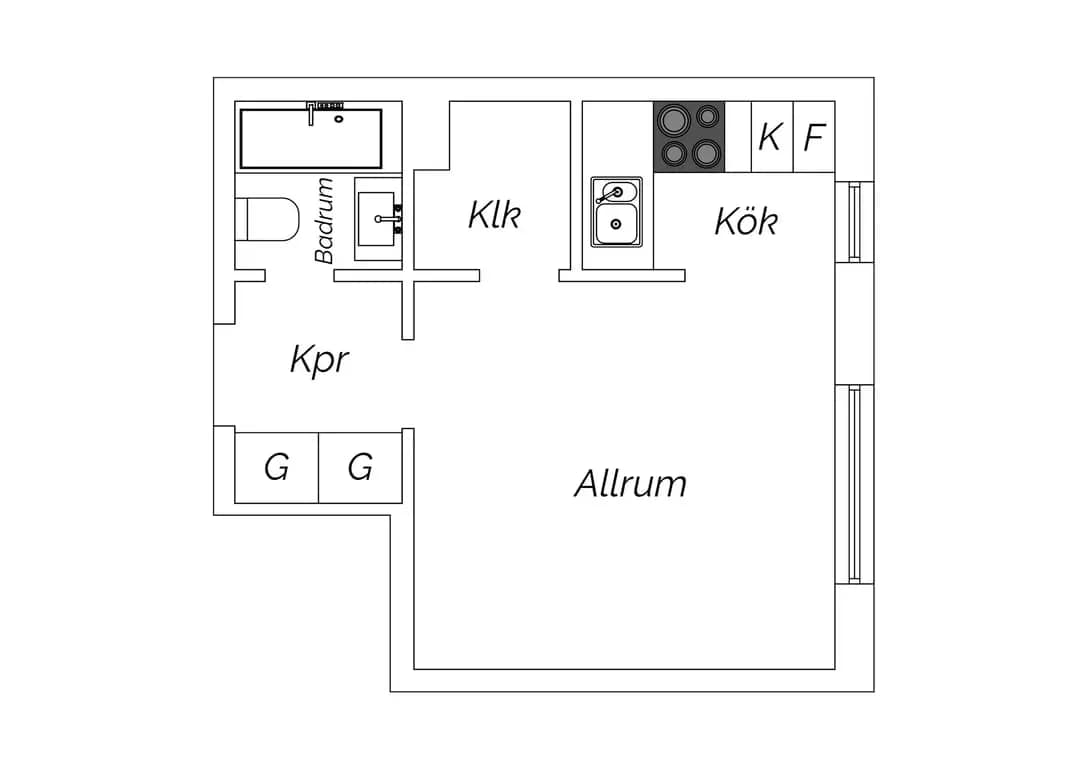 Floor plan for Södra slottsgatan 22A