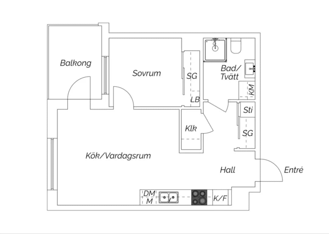 Floor plan for Packhusgatan 21B