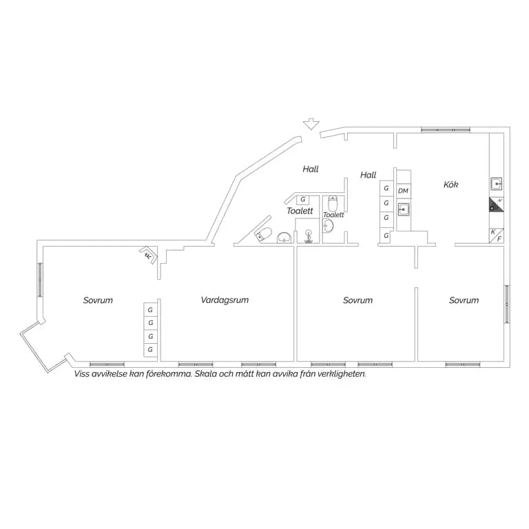 Planritning för Övre Villagatan 34A