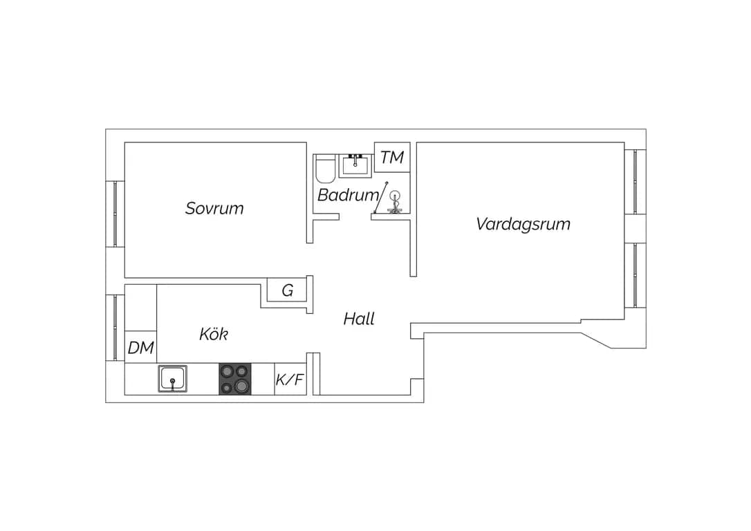 Floor plan for Celsiusgatan 13C