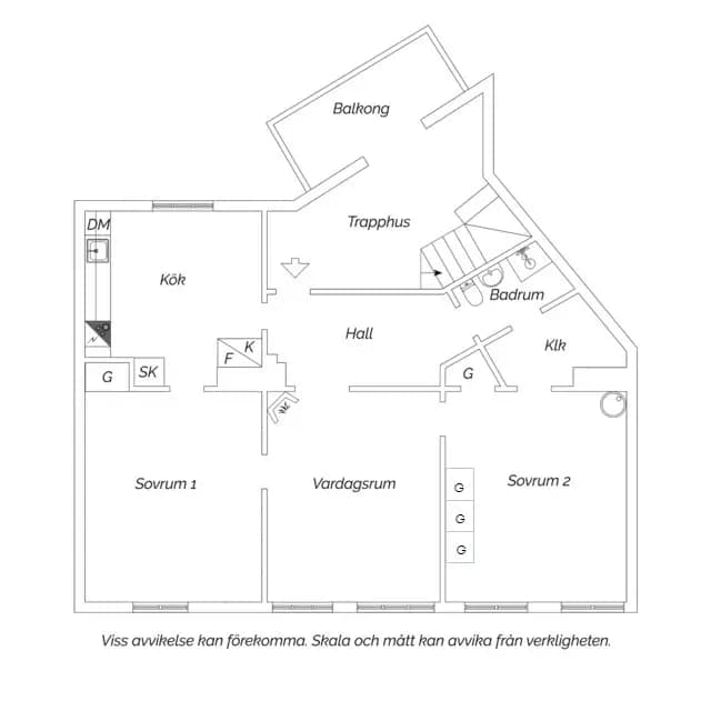 Planritning för Övre Villagatan 34A