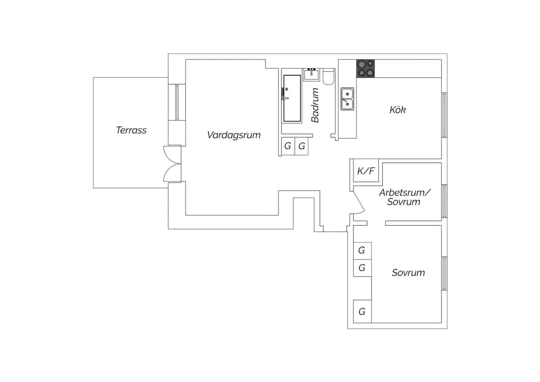 Floor plan for Fredsgatan 15