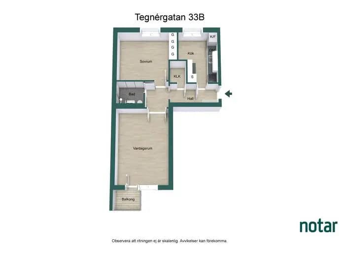 Planritning för Tegnérgatan 33B
