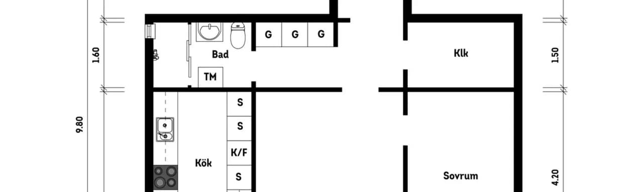 Planritning för Tågagatan 13