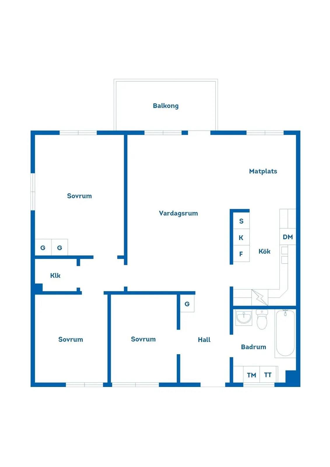 Planritning för Prästgårdsgången 7D