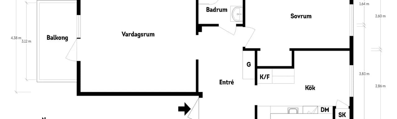 Floor plan for Fredriksdalsgatan 5E