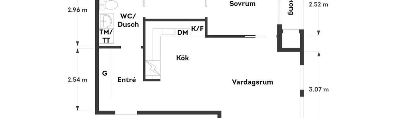 Floor plan for Lodjursstråket 1 (Karlatornet vån 17 Öster)