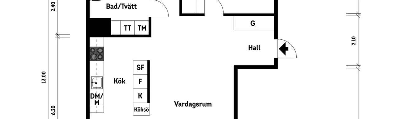 Floor plan for Ordonnansgatan 5