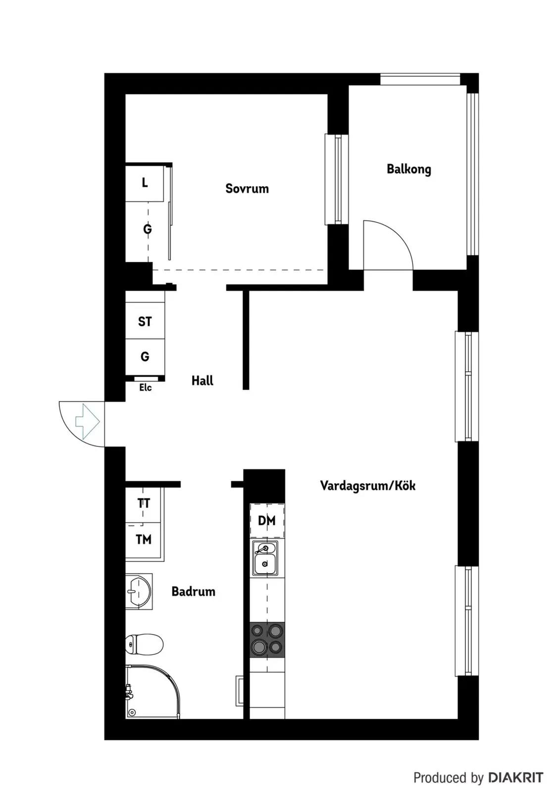Planritning för Välluddevägen 7B